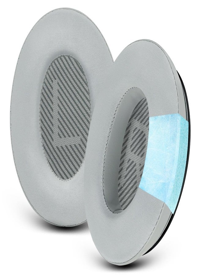 GEVO Cooling Gel Ear Pads Cushions Replacement, Ear Pads for Bose QuietComfort 35 (QC35) and Quiet Comfort 35 II (QC35 II) Over-Ear Headphones & More, Memory Foam & Cooler for Longer (Silver) - Image 1